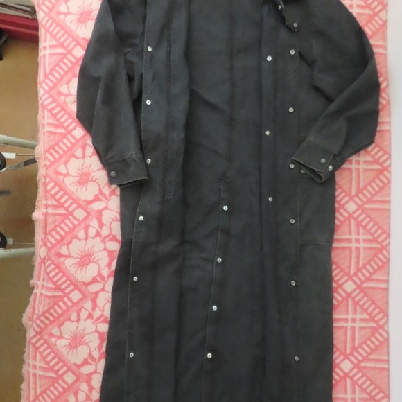 VTG Saddlesmith Outfitters by Action Thick black Denim Duster Ranch Coat, XXS - Picture 3 of 6